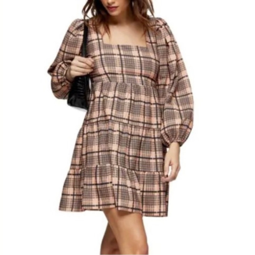 TOPSHOP Plaid Mini Dress